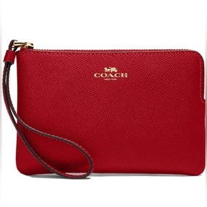 Coach Boxed Corner Zip Wristlet Red
